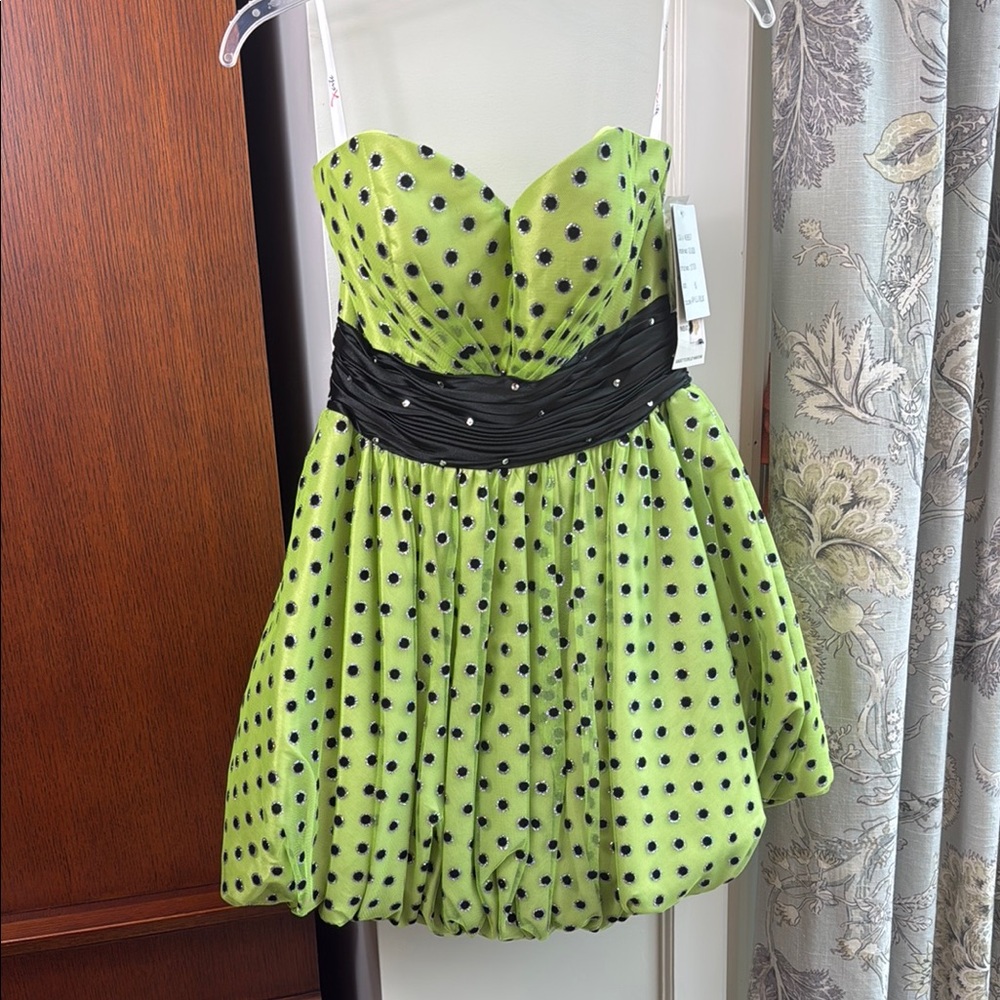Green Polka Dot Strapless Dress